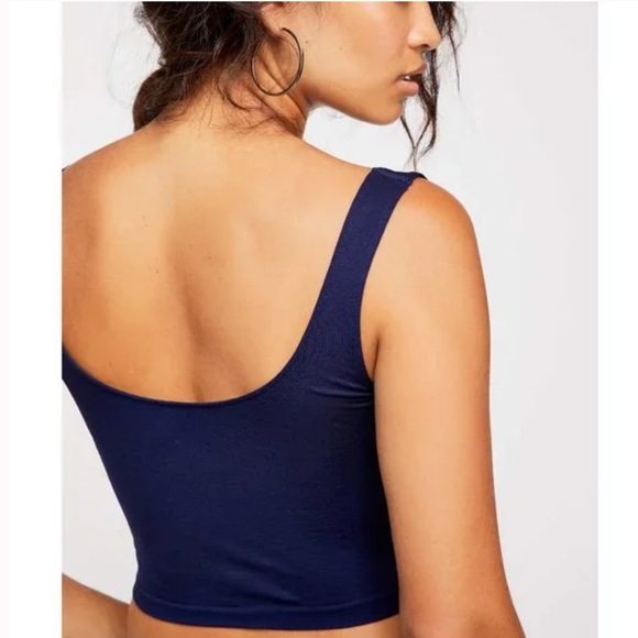 Free People NWT  Scoop Neck Crop Navy M/L - Picture 7 of 8